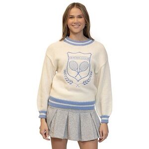 Madden Girl Juniors' Tennis Icon Scoop Neck Pullover Sweater Size Medium